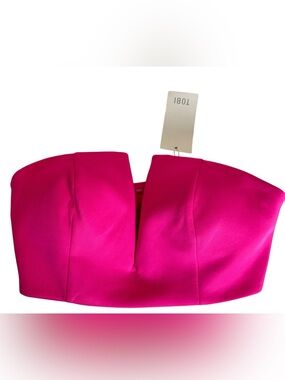 Tobi Bright Pink Slit Front Crop Top Size S NWT